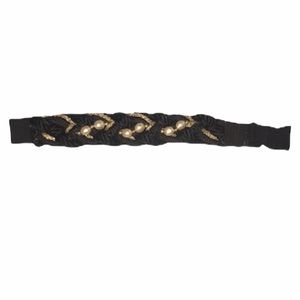 Vintage Black Gold Braided Rope Pearl Waisted Belt